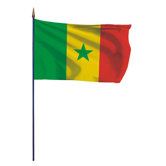Drapeau Sénégal monté sur une hampe en bois - DOUBLET