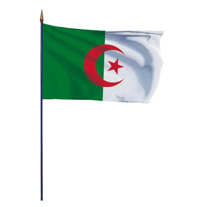 Drapeau Algérie / algérien sur hampe en bois - DOUBLET